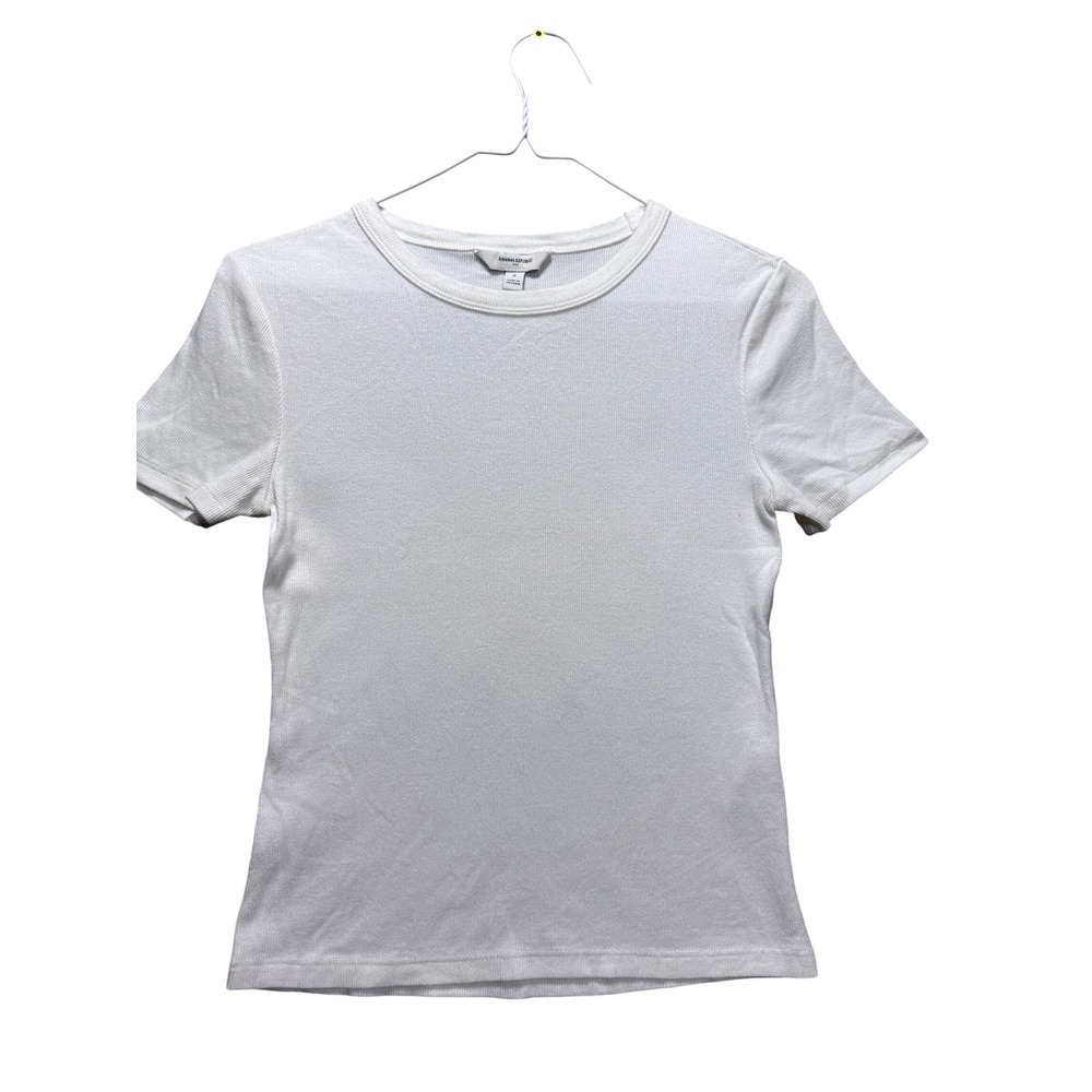 Banana Republic Ribbed Tee Women S White Short Sleeve Crew Neck 885421-00